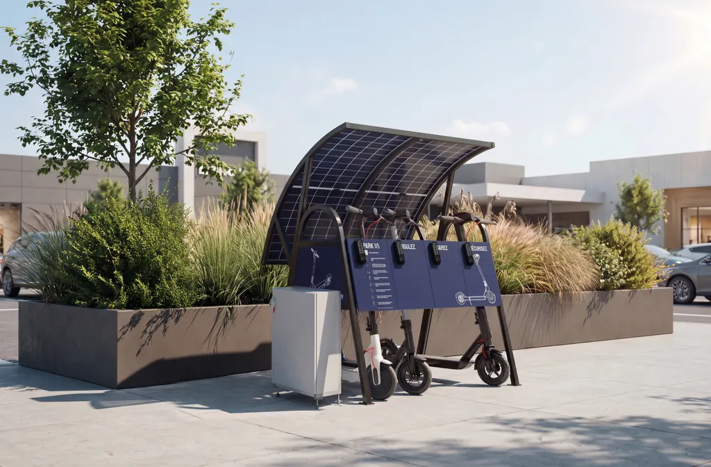 Park'Easy Photovoltaïque équipée de son auvent solaire, en extérieur